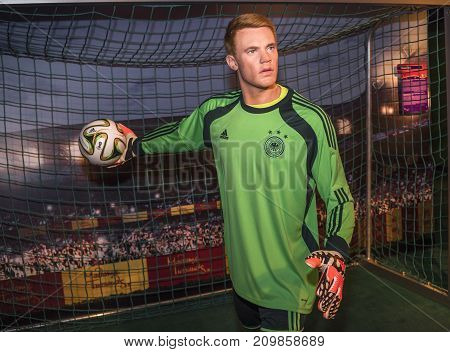 Berlin - March 2017: Manuel Neuer  wax figure in Madame Tussauds museum