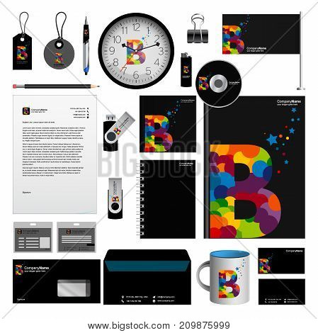 Vector graphic professional identity for your company, with useful elements and With color logo, sign B