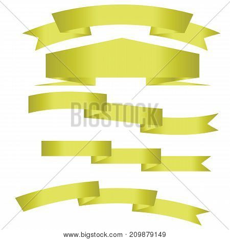 cSet of gold ribbons isolated on white background