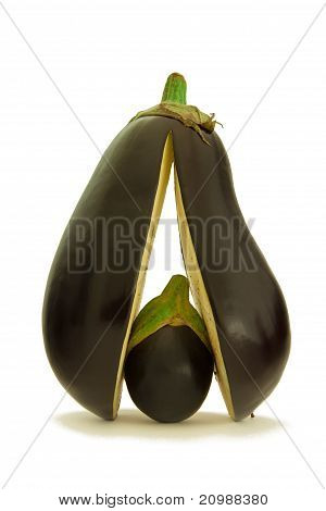 Large And Small Eggplants