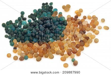 Inactive with active silica gel over white background
