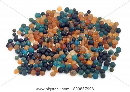 Closeup of Silica gel over white background