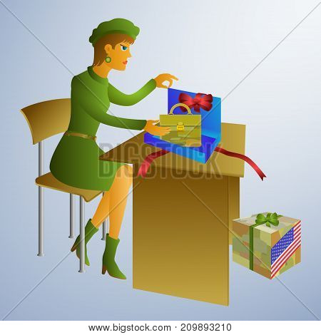 Gift for military woman vector concept illustration