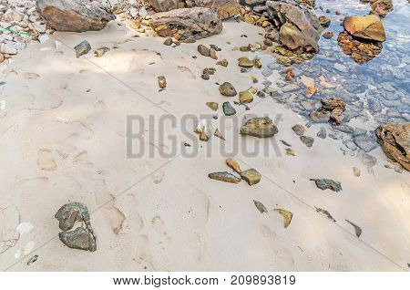 Natural background with beach and stones close
