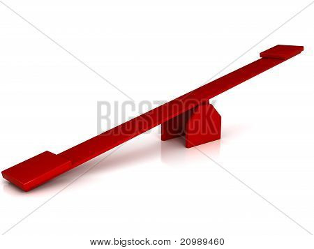 Red swing over white background