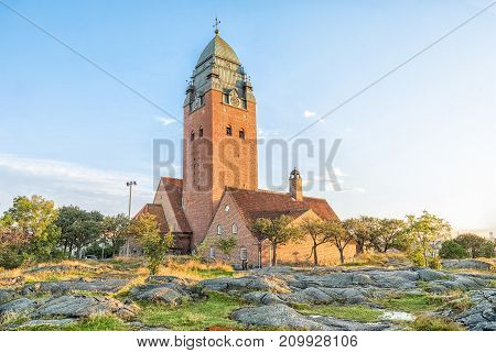 Masthugget Church (Masthuggskyrkan) - Monumental brick church atop a hill in Gothenburg Sweden