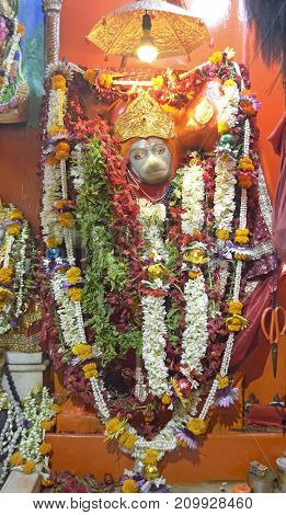 Idol of Lord Hanuman known as Hanuman ji in India. Hindu religious persons worship Lord Hanumanji all over India