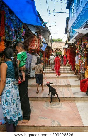 GUWAHATI ASSAM INDIA - JULY 4 2014 : Hindu devotees at Kamakhya Temple or Kamrup-Kamakhya temple dedicated to the mother goddess Kamakhya. It is famous Hindu religious destination.