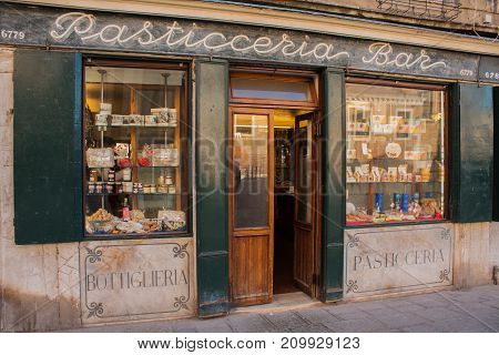 Venice, Italy, February 14, 2017. Venice City Of Italy. Venetian Traditional Backery Bar