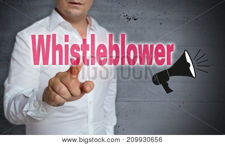 Whistleblower touchscreen is operated by man pictures