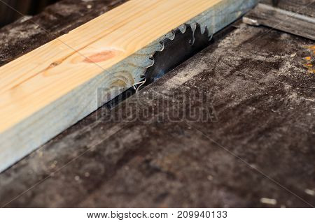 Board On A Table Of Circular Saw