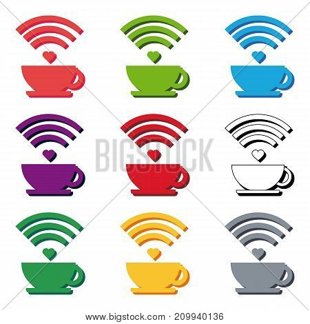 Set Internet cafe WiFi Cafe poster design vector illustration
