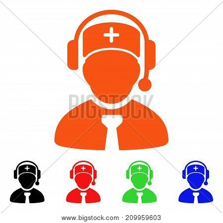 Medical Call Center icon. Vector illustration style is a flat iconic medical call center symbol with black, orange, red, green, blue color variants. Designed for web apps and software interfaces.