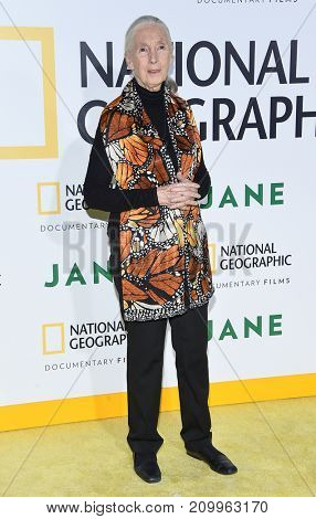 LOS ANGELES - OCT 09:  Jane Goodall arrives for the 'Jane' Los Angeles Premiere on October  9, 2017 in Hollywood, CA                