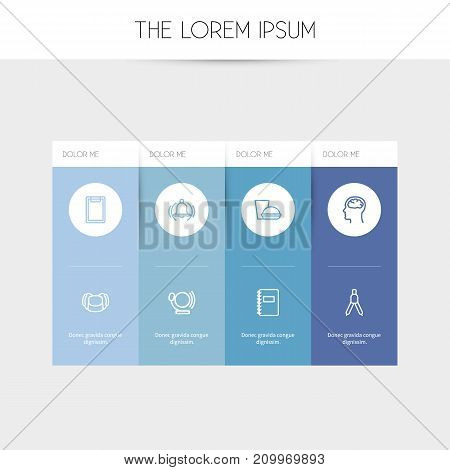 Set Of 8 Editable Education Outline Icons. Includes Symbols Such As Classbook, Dividers, Checklist And More