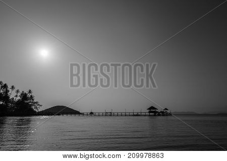 abstract scene of sescape pier and bridge with black and white filter - can use to display or montage on product