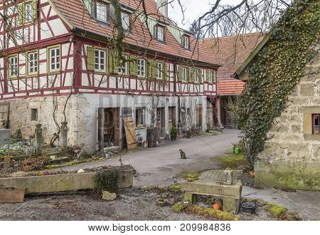 rural impression at a small village named Oberregenbach near Langenburg in Hohenlohe a area in Southern Germany