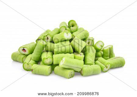 slice of yard long bean isolated on white background