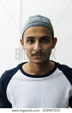A cheerful muslim man