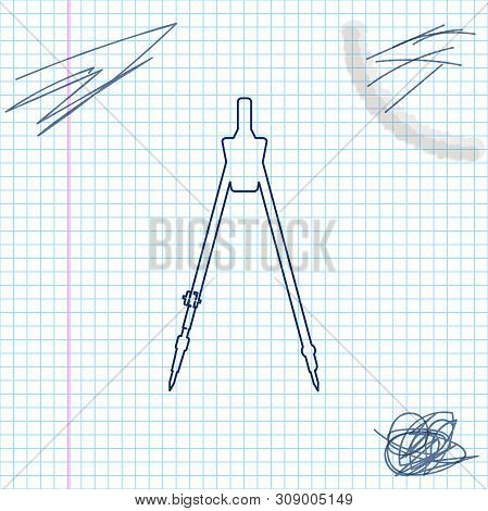Drawing Compass Line Sketch Icon Isolated On White Background. Compasses Sign. Drawing And Education