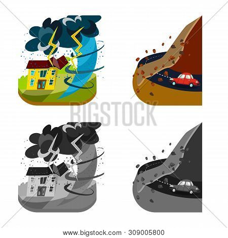 Vector Illustration Of Weather And Distress Icon. Collection Of Weather And Crash Stock Vector Illus