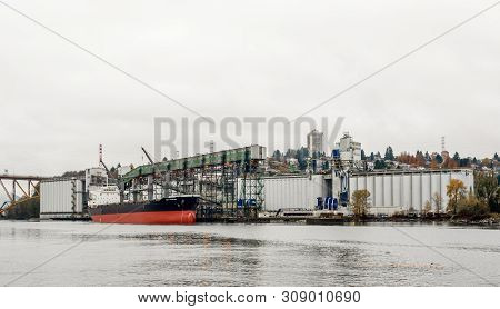Vancouver, Canada - November 01, 2018: The Bulk Carrier 