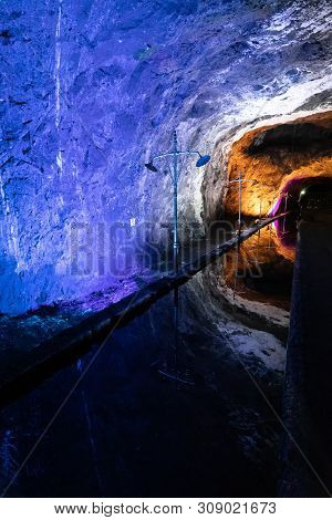 Nemocon June 26  Inner Lake  In The Salt Mine Of Nemocon Village. Water So Clean That The Walls Of T