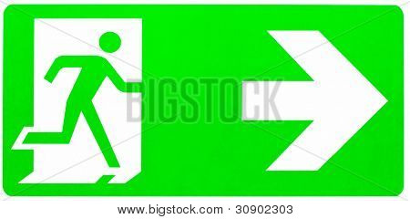 Emergency exit sign isolated on white background