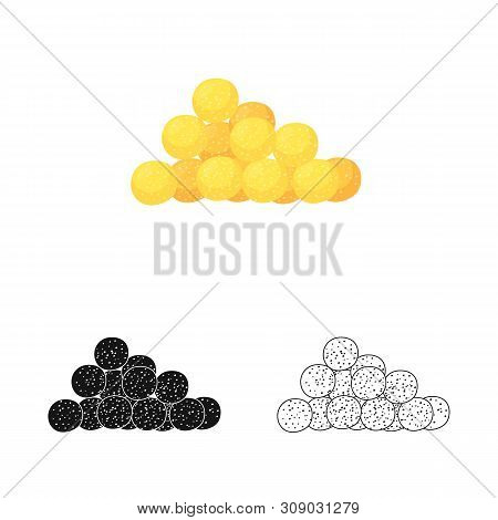 Vector Illustration Of Corn And Flake Sign. Collection Of Corn And Snack Vector Icon For Stock.