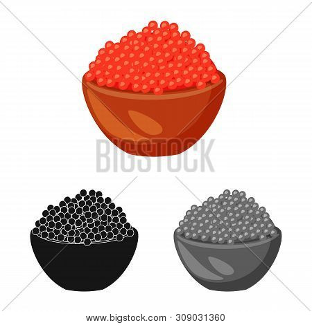 Vector Design Of Caviar And Red Icon. Set Of Caviar And Fish Stock Vector Illustration.