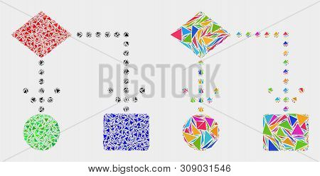 Block Diagram Collage Icon Of Triangle Items Which Have Different Sizes And Shapes And Colors. Geome