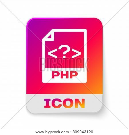 White Php File Document Icon. Download Php Button Icon Isolated On White Background. Php File Symbol