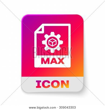 White Max File Document Icon. Download Max Button Icon Isolated On White Background. Max File Symbol