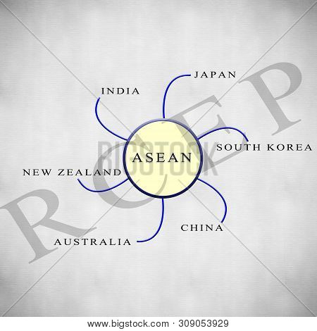 Asean Economic Community Plus Six With Rcep On Isolated Background