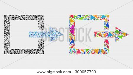 Log Out Mosaic Icon Of Triangle Items Which Have Different Sizes And Shapes And Colors. Geometric Ab