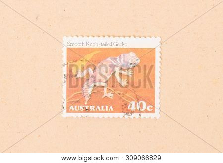 Australia - Circa 1980: A Stamp Printed In Australia Shows A Smooth Knob-tailed Gecko, Circa 1980