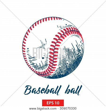 Vector Engraved Style Illustration For Posters, Decoration And Print. Hand Drawn Sketch Of Baseball 