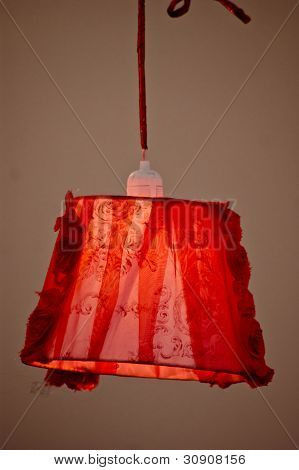 Pendant Red Light In Gray Background