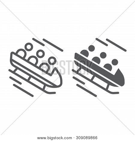 Bobsleigh Line And Glyph Icon, Sport And Winter, Bobsled Sign, Vector Graphics, A Linear Pattern On 