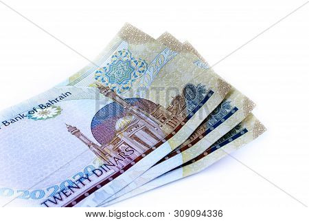 Kingdom Of Bahrain Currency On White Background Isolated