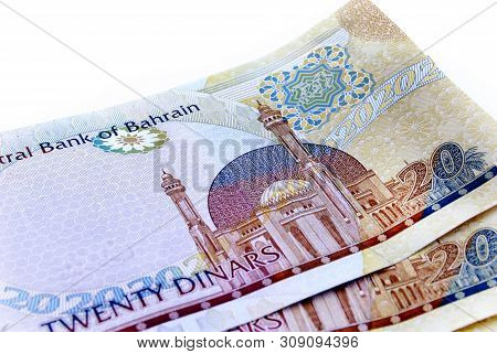 Kingdom Of Bahrain Currency On White Background Isolated