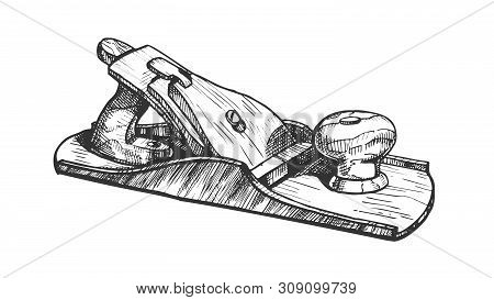 Jack-plane Hand Industry Instrument Closeup . Jack-plane Equipment For Wood Processing And Manufactu