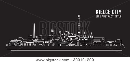 Cityscape Building Line Art Vector Illustration Design - Kielce City