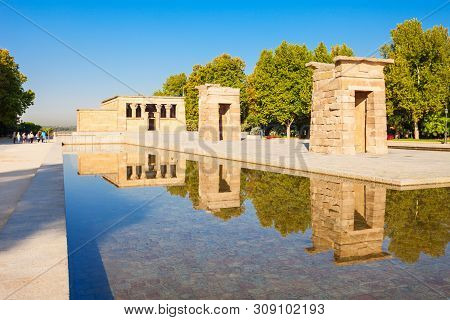 The Temple Of Debod Or Templo De Debod Is An Ancient Egyptian Temple That Was Rebuilt In Madrid, Spa