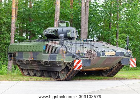 German Infantry Fighting Vehicle Stands On A Street