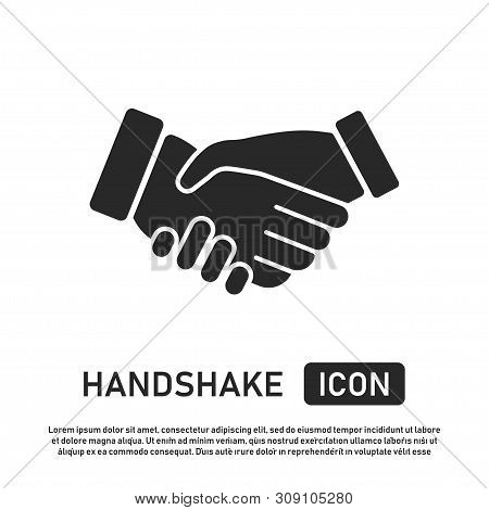Handshake Icon Isolated. Hand Synmol Agreement. Business Illustration. Sign Of Partnership.