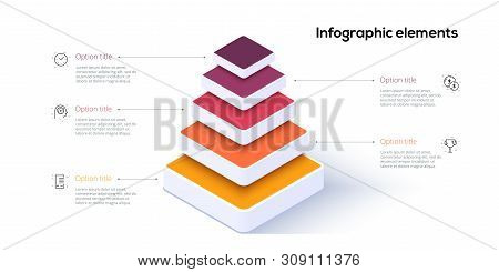 Business Pyramid Chart Infographics With 5 Steps. Pyramidal Stages Graph Elements. Company Hiararchy