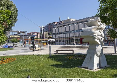 Pirot, Serbia - June 15, 2019: Central Square And Building At The Center Of Town Of Pirot, Southern 