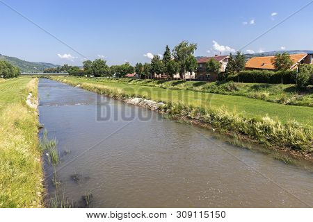 Pirot, Serbia - June 15, 2019: River Nishava, Passing Through The Town Of Pirot, Southern And Easter