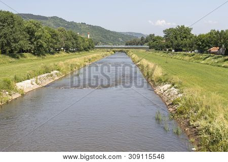 Pirot, Serbia - June 15, 2019: River Nishava, Passing Through The Town Of Pirot, Southern And Easter